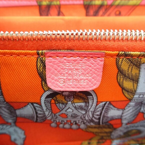 HERMES Azap SilkIn long Around zipper wallet X Epsom leather Rose azalee SHW - Picture 7 of 13